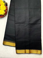 Load image into Gallery viewer, Handwoven Mangalgiri Cotton Saree -  Black + Gold
