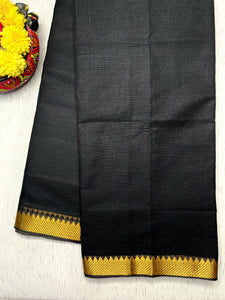 Handwoven Mangalgiri Cotton Saree -  Black + Gold