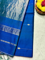 Load image into Gallery viewer, Handwoven Maheshwari Silk Cotton Saree - Cobalt Blue
