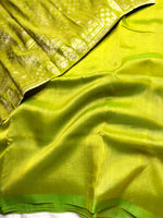 Load image into Gallery viewer, Handwoven silk cotton saree - Bold Green Yellow
