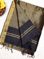 Load image into Gallery viewer, Handwoven Maheshwari Silk Cotton Saree - Black
