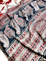 Load image into Gallery viewer, Handcrafted Kalamkari Cotton Saree - Persian Maroon + Soft Cream
