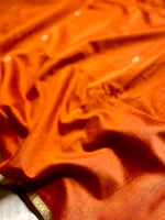 Load image into Gallery viewer, Handwoven Maheshwari Silk Cotton Saree - Orange + Cerise Red

