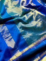 Load image into Gallery viewer, Handwoven Maheshwari Silk Cotton Saree - Cobalt Blue
