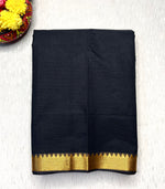 Load image into Gallery viewer, Handwoven Mangalgiri Cotton Saree -  Black + Gold
