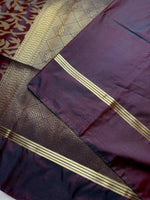 Load image into Gallery viewer, Soft Silk Saree  - Brown Derby + Golden Zari
