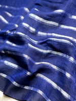 Load image into Gallery viewer, Handwoven Linen Saree - Royal Blue + Silver
