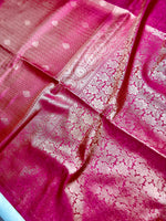 Load image into Gallery viewer, Soft Silk Saree  -Cerise Pink + Gold
