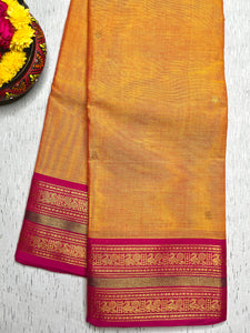 Chettinad Cotton Saree -  Bright Sun + Crimson Pink