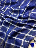 Load image into Gallery viewer, Handwoven Linen Saree - Royal Blue + Silver
