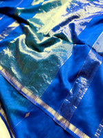 Load image into Gallery viewer, Handwoven Maheshwari Silk Cotton Saree - Cobalt Blue
