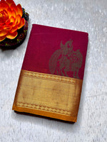 Load image into Gallery viewer, Kanchi Cotton Saree -  Mulberry Red + Fiery Orange
