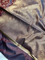 Load image into Gallery viewer, Soft Silk Saree  - Brown Derby + Golden Zari
