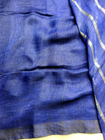 Load image into Gallery viewer, Handwoven Linen Saree - Royal Blue + Silver
