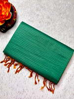 Load image into Gallery viewer, Soft Silk Saree  - Turquoise + Mango Yellow
