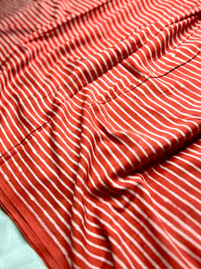 Handblock Printed Cotton Saree -  Persian Orange + Swiss White