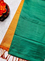 Load image into Gallery viewer, Soft Silk Saree  - Turquoise + Mango Yellow
