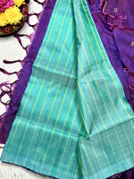 Load image into Gallery viewer, Handwoven Art Silk Saree -  Fountain Blue+ Vivid Violet
