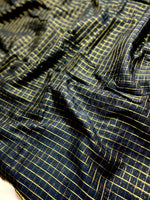 Load image into Gallery viewer, Handwoven Cotton Saree -  Russian Black + Gold
