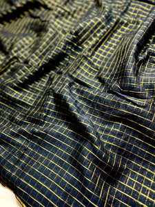 Handwoven Cotton Saree -  Russian Black + Gold