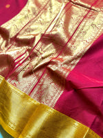 Load image into Gallery viewer, Kanchi Cotton Saree -  Mulberry Red + Fiery Orange

