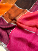 Load image into Gallery viewer, Handwoven Linen Saree -  Deep Pink + Rich Magenta
