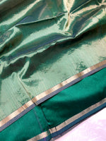 Load image into Gallery viewer, Handwoven Maheshwari Silk Cotton Saree - Bottle Green
