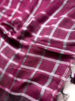 Load image into Gallery viewer, Handwoven Linen Saree - Mulberry Violet + Silver
