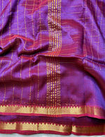 Load image into Gallery viewer, Handwoven Mangalgiri Silk Cotton Saree - Red Violet + Gold
