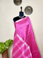 Load image into Gallery viewer, Handwoven Mangalgiri Silk Cotton Saree - Brilliant Rose + Silver
