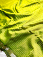 Load image into Gallery viewer, Handwoven Silk Cotton Saree - Lime Green + Silver
