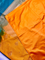 Load image into Gallery viewer, Soft Silk Saree  - Turquoise + Mango Yellow
