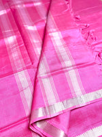 Load image into Gallery viewer, Handwoven Mangalgiri Silk Cotton Saree - Brilliant Rose + Silver
