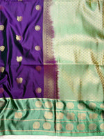 Load image into Gallery viewer, Soft Silk Saree  -  Persian Indigo + Tea Green
