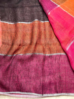 Load image into Gallery viewer, Handwoven Linen Saree -  Deep Pink + Rich Magenta
