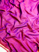 Load image into Gallery viewer, Handwoven Cotton Saree - Cannon Purple Pink + Gold
