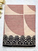 Load image into Gallery viewer, Handblock Printed Cotton Saree - Soft Peach + Mulberry Red
