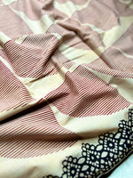 Load image into Gallery viewer, Handblock Printed Cotton Saree - Soft Peach + Mulberry Red
