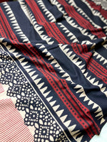 Load image into Gallery viewer, Handblock Printed Cotton Saree - Soft Peach + Mulberry Red
