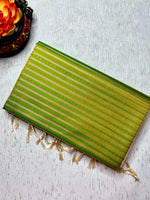 Load image into Gallery viewer, Soft Silk Saree  - Olivetone+ Mist Cream
