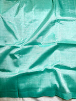 Load image into Gallery viewer, Handwoven silk cotton saree - Pale Turquoise + Tissue Grey
