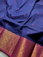 Load image into Gallery viewer, Chettinad Cotton Saree - Deep Blue + Medium Red Violet
