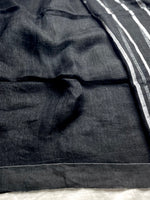 Load image into Gallery viewer, Handwoven Linen Saree - Black Pearl + Silver
