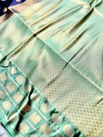 Load image into Gallery viewer, Soft Silk Saree  -  Persian Indigo + Tea Green

