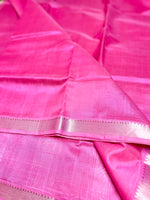 Load image into Gallery viewer, Handwoven Mangalgiri Silk Cotton Saree - Brilliant Rose + Silver
