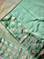 Load image into Gallery viewer, Soft Silk Saree  -  Persian Indigo + Tea Green
