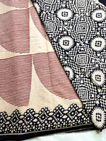 Load image into Gallery viewer, Handblock Printed Cotton Saree - Soft Peach + Mulberry Red

