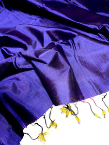 Handwoven Silk Cotton Saree - Royal Midnight Blue + Bright Sun