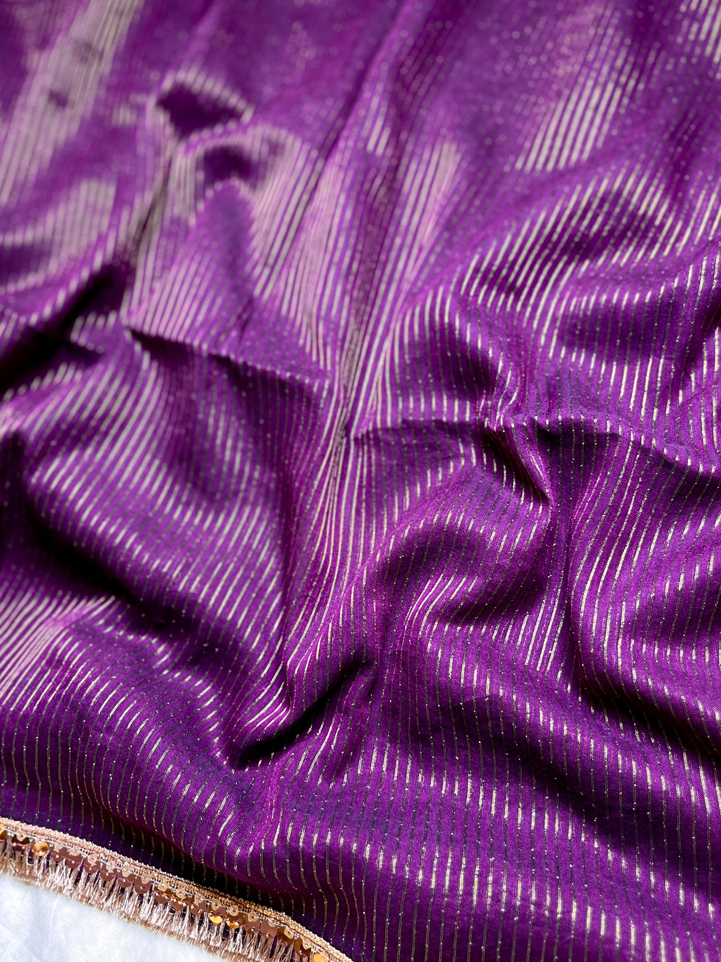Handwoven Cotton Saree - Electric Violet + Gold