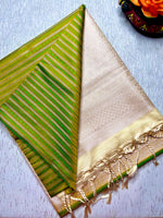 Load image into Gallery viewer, Soft Silk Saree  - Olivetone+ Mist Cream
